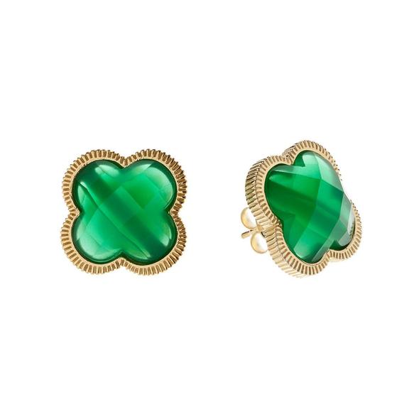 Blue Murano Shamrock Studs