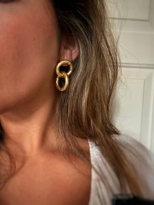 Double Gold Dangle Earrings