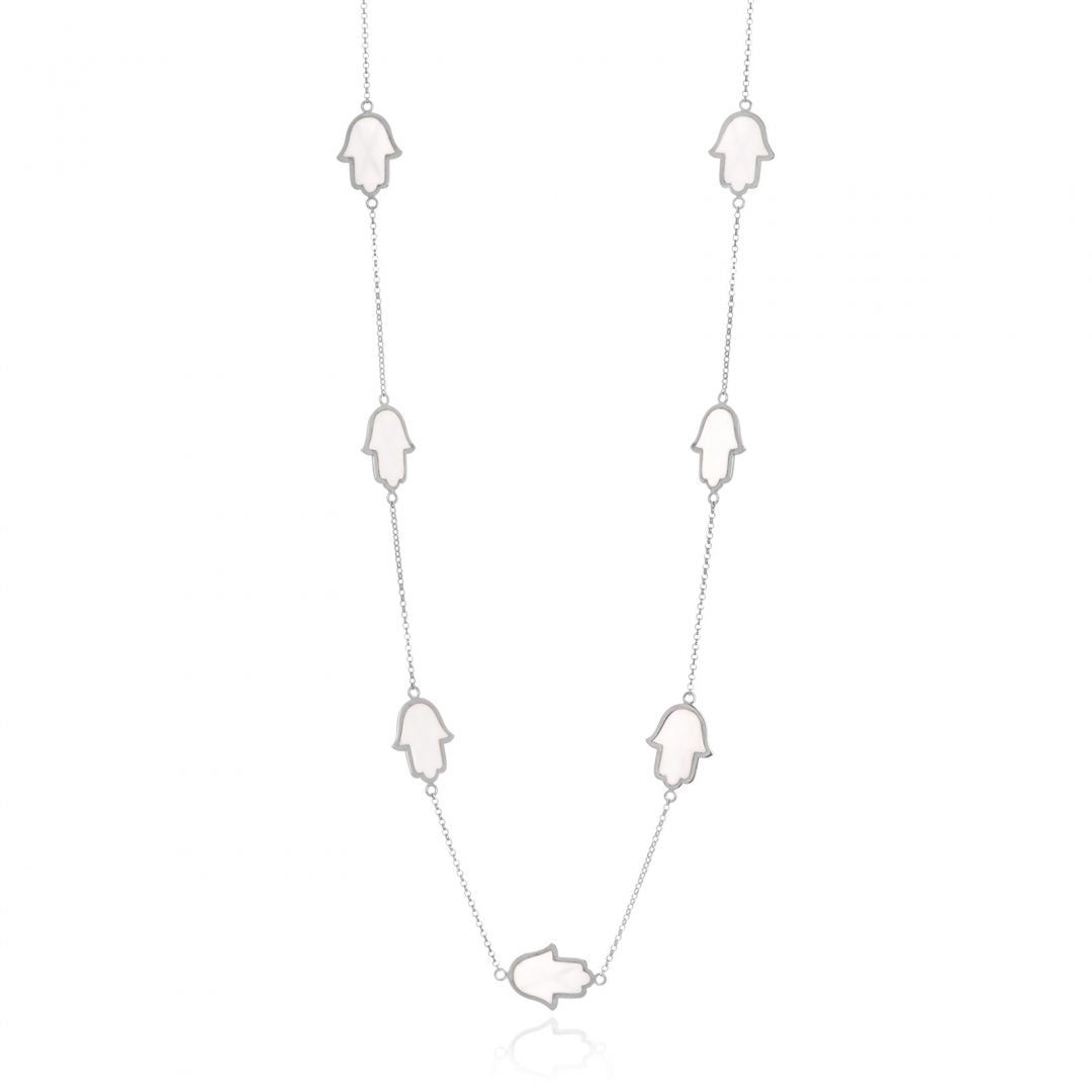 White Silver Hamsa Chain