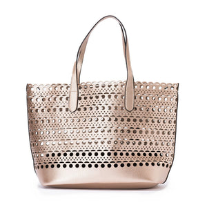 Laser Cut Basket Tote - Gold