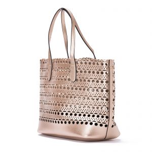 Laser Cut Basket Tote - Gold
