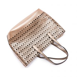 Laser Cut Basket Tote - Gold