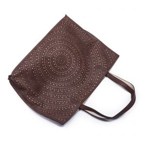 Mixed Laser Cut Tote - Brown / Ivory