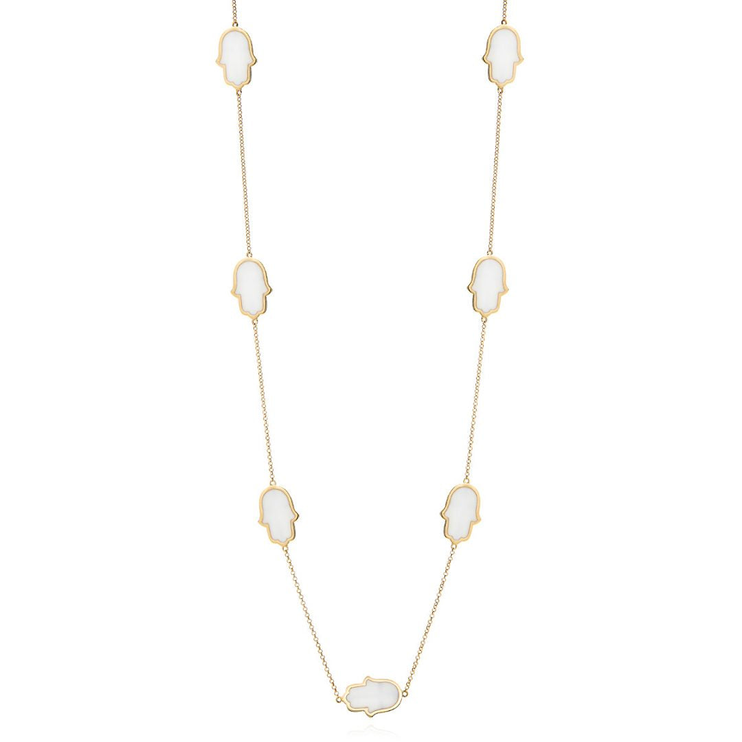 White Hamsa Chain