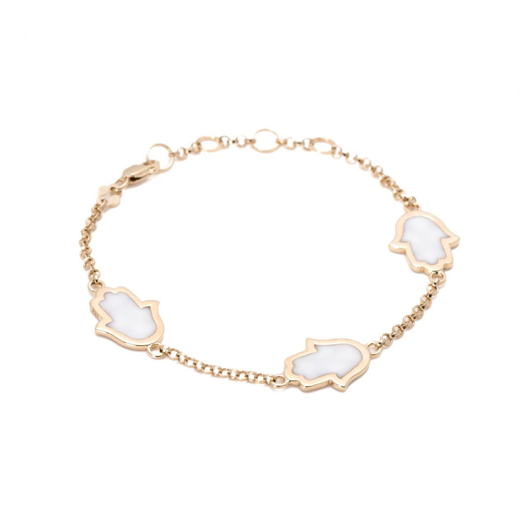 White Gold Hamsa Bracelet