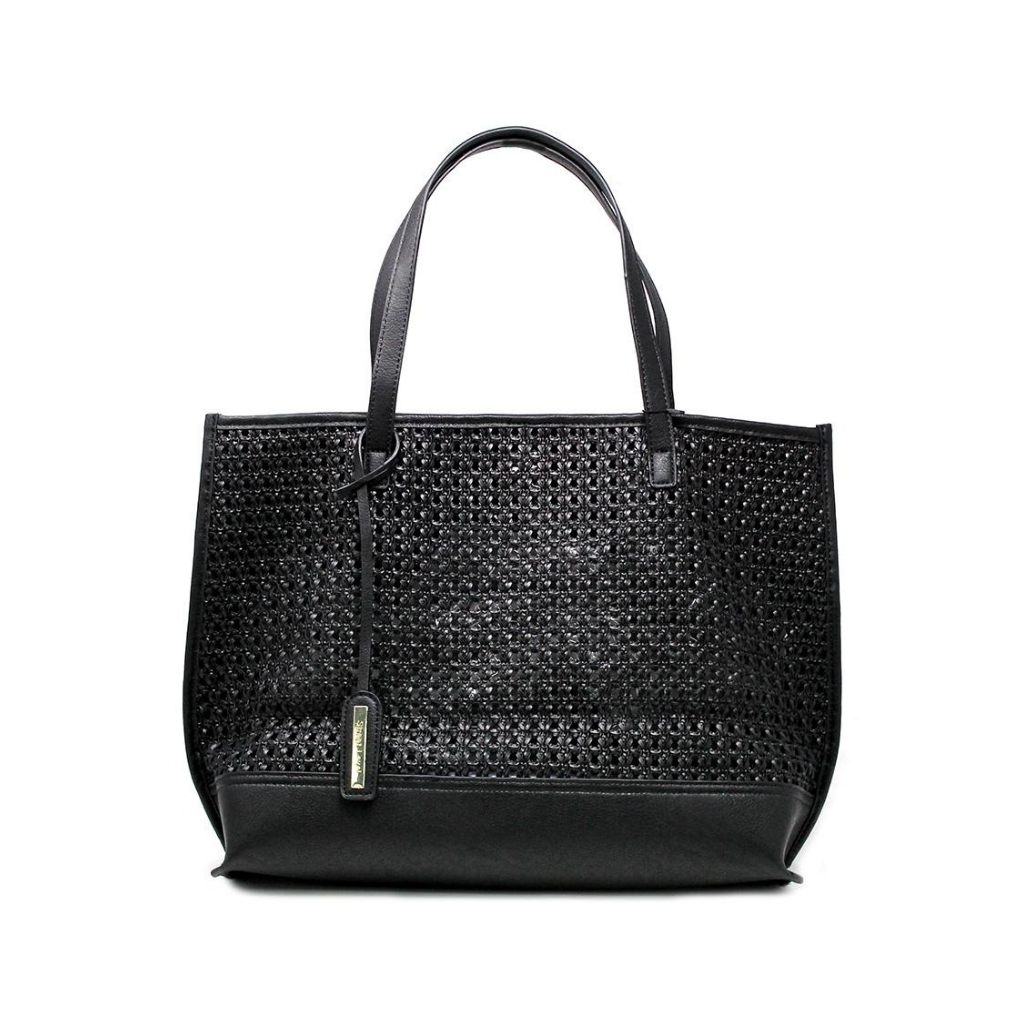 Black Weaved Perforated Tote
