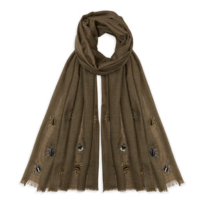 Jewelled Nature Pashmina - Khaki